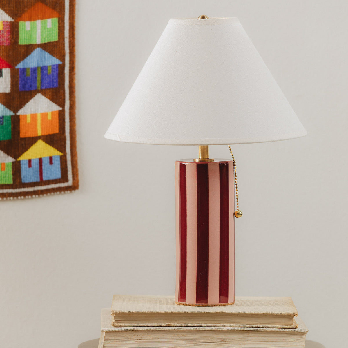 Colorstory Stripe Table Lamp in Petal &amp; Bordeaux