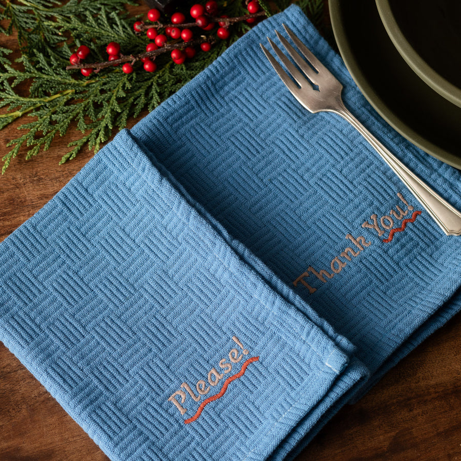 Embroidered Please and Thank You Napkin Set