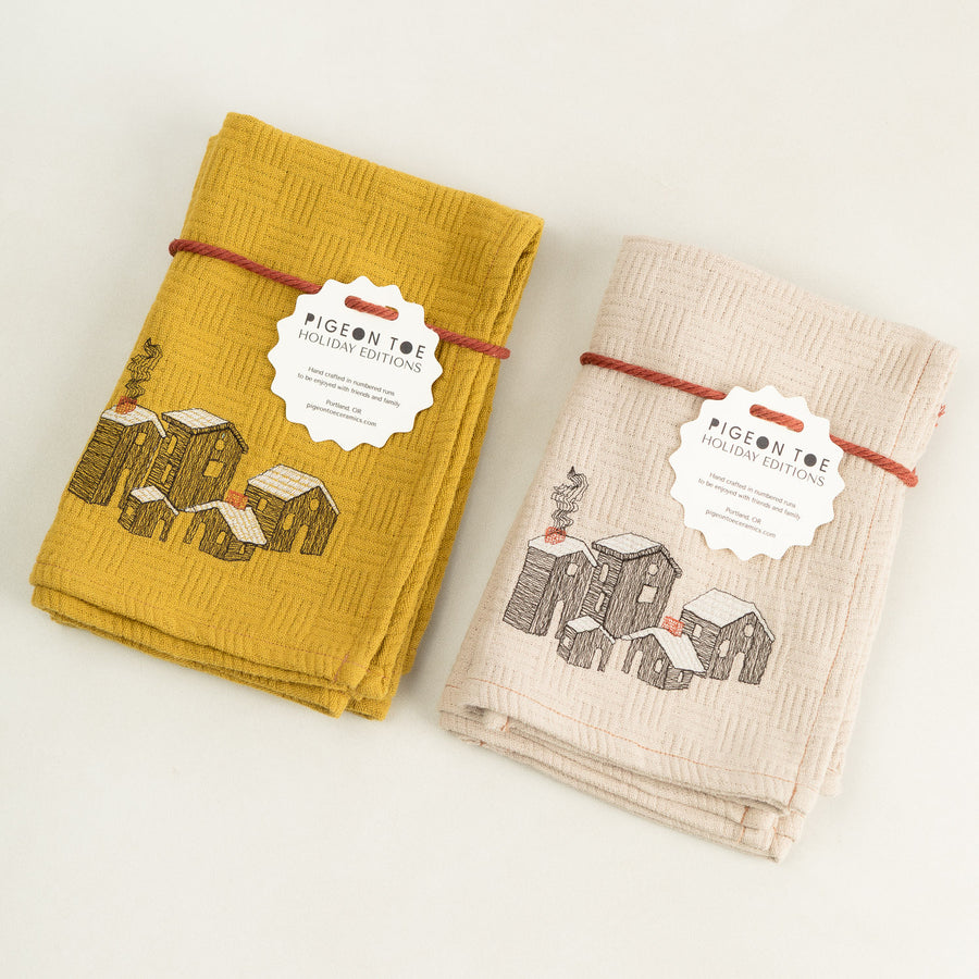 Embroidered Holiday Village Napkin Set