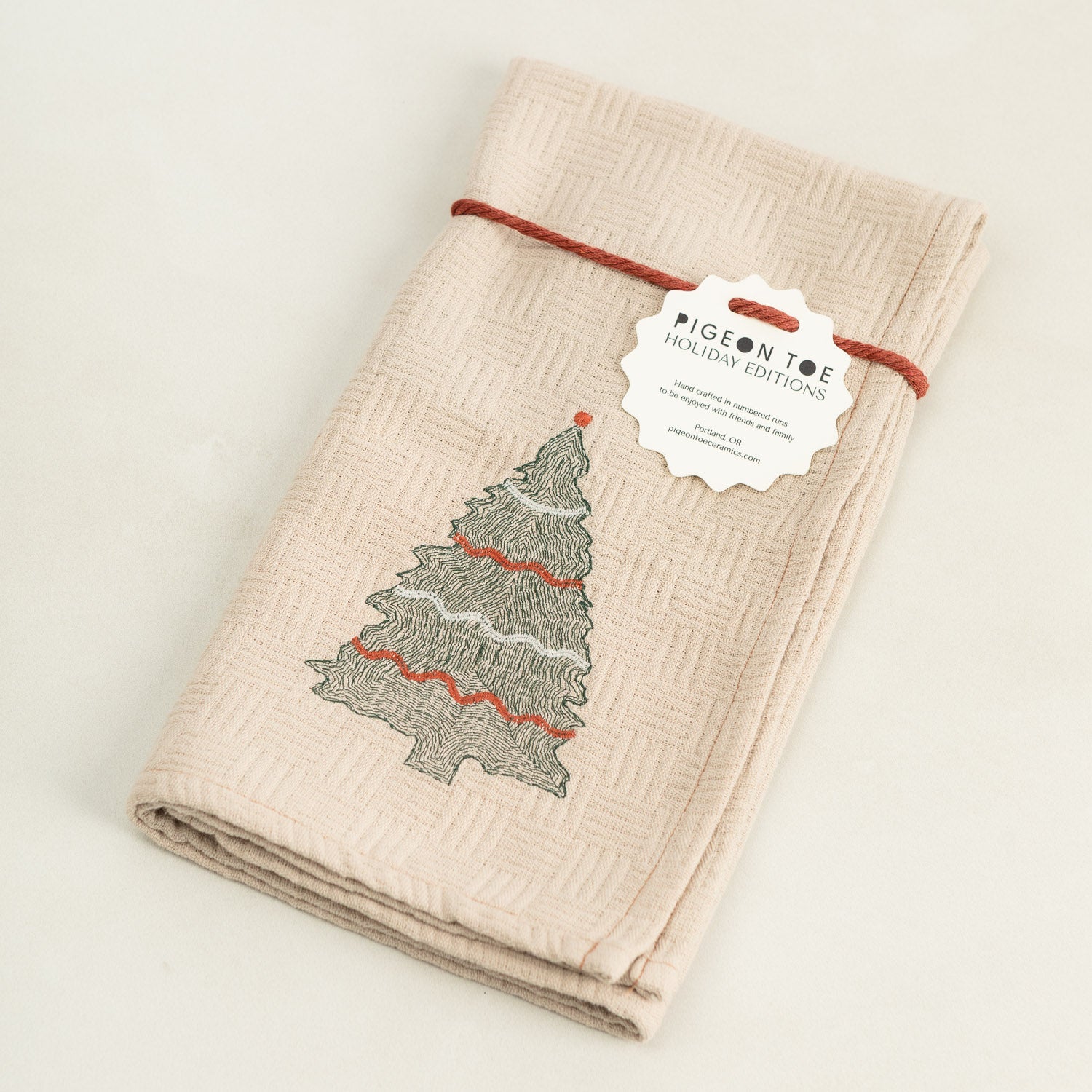 Embroidered Holiday Tree Kitchen Towel