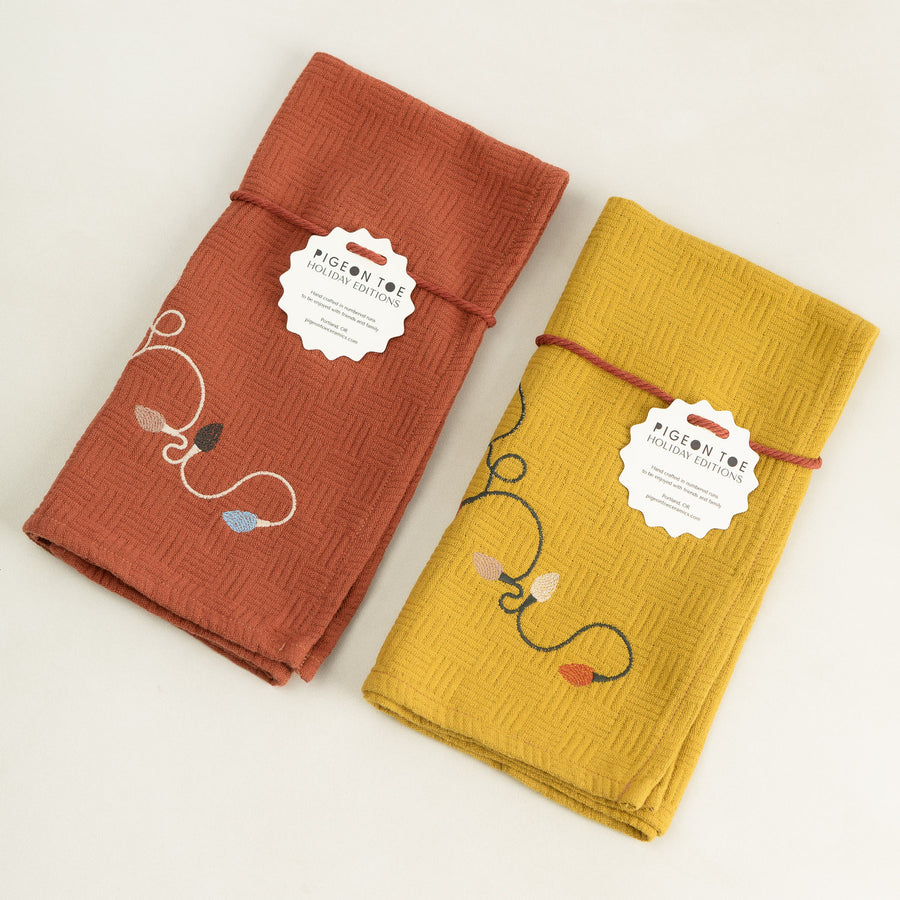 Embroidered Holiday Lights Kitchen Towel