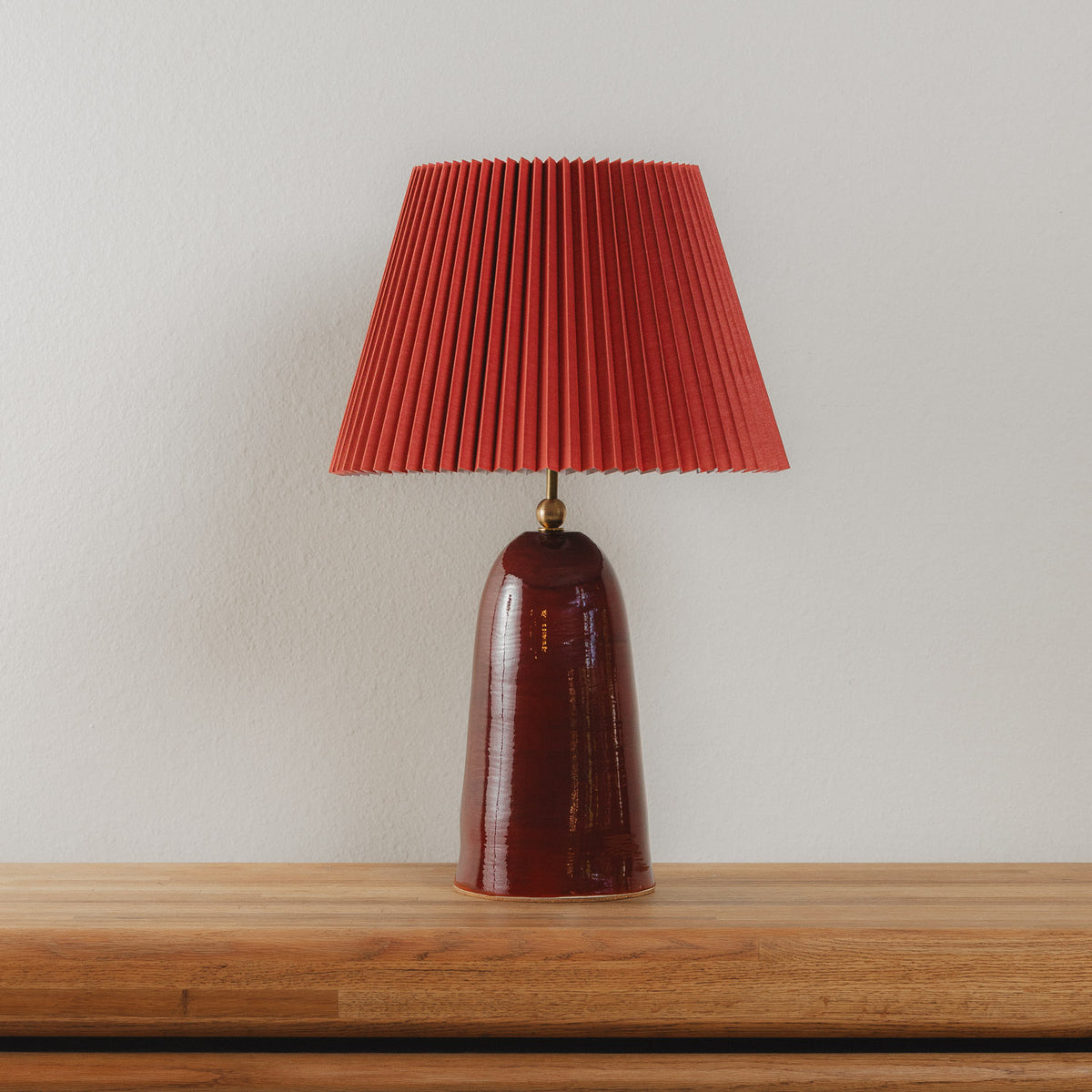 Pleat Table Lamp in Oxblood