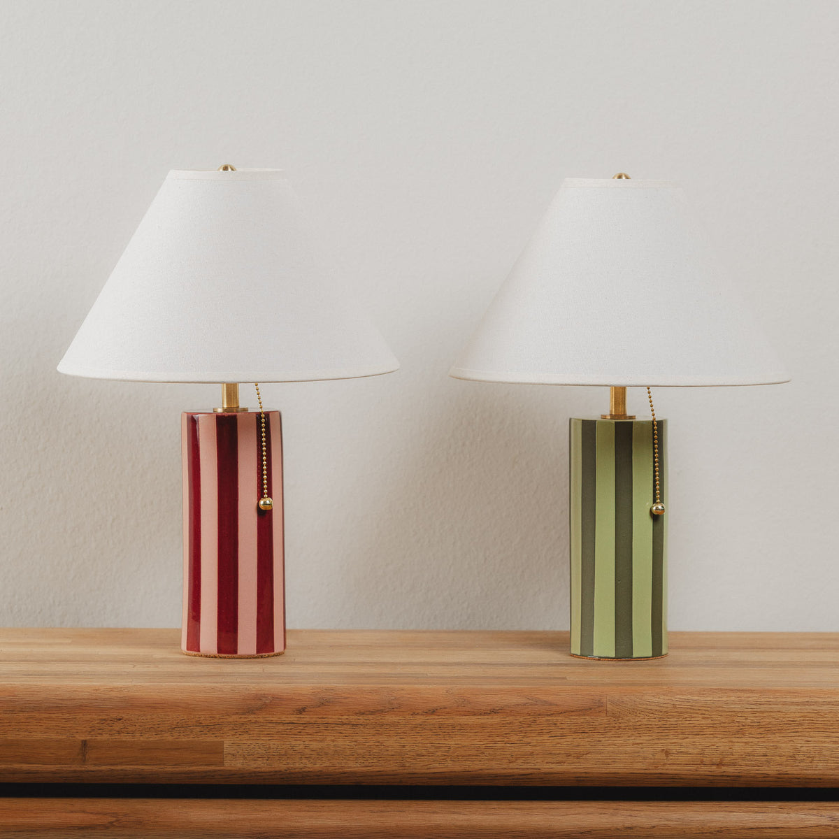 Colorstory Stripe Table Lamp in Petal &amp; Bordeaux