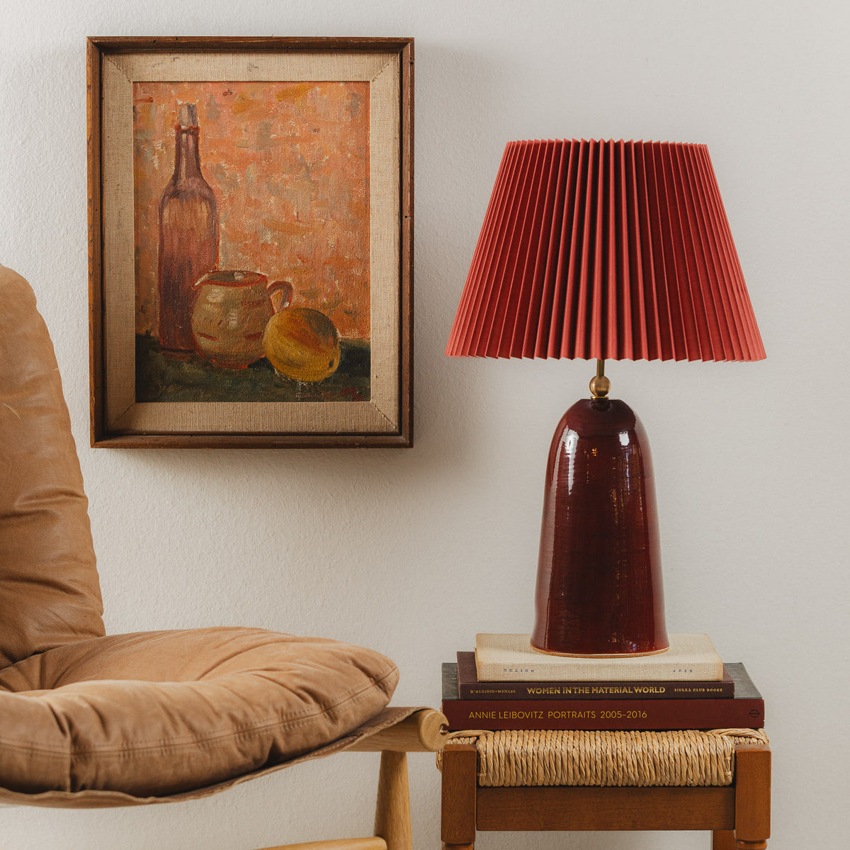 Pleat Table Lamp in Oxblood