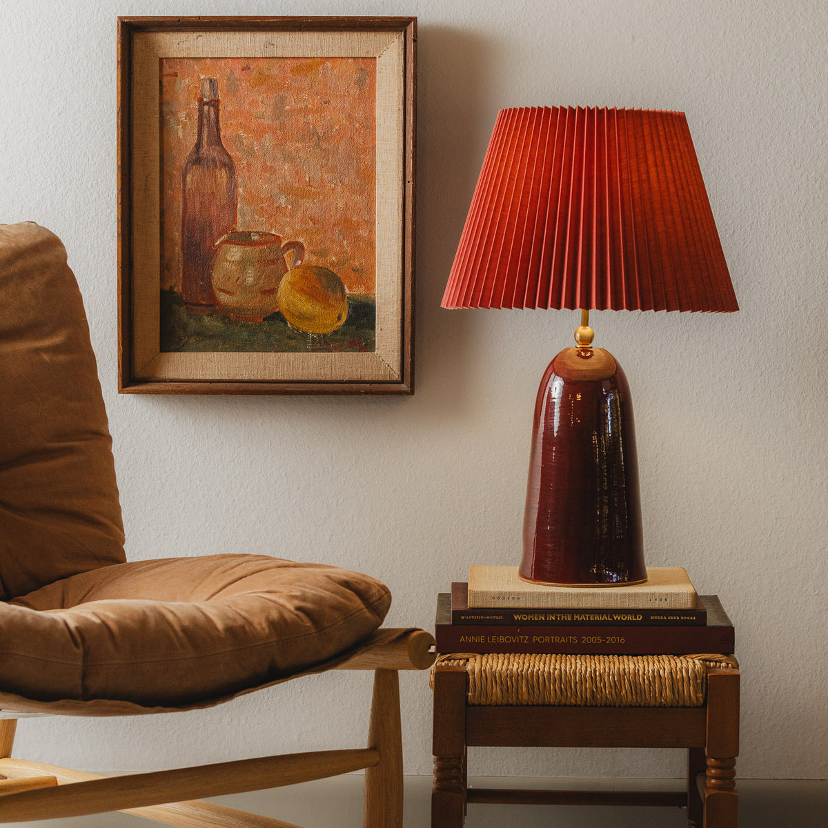 Pleat Table Lamp in Oxblood