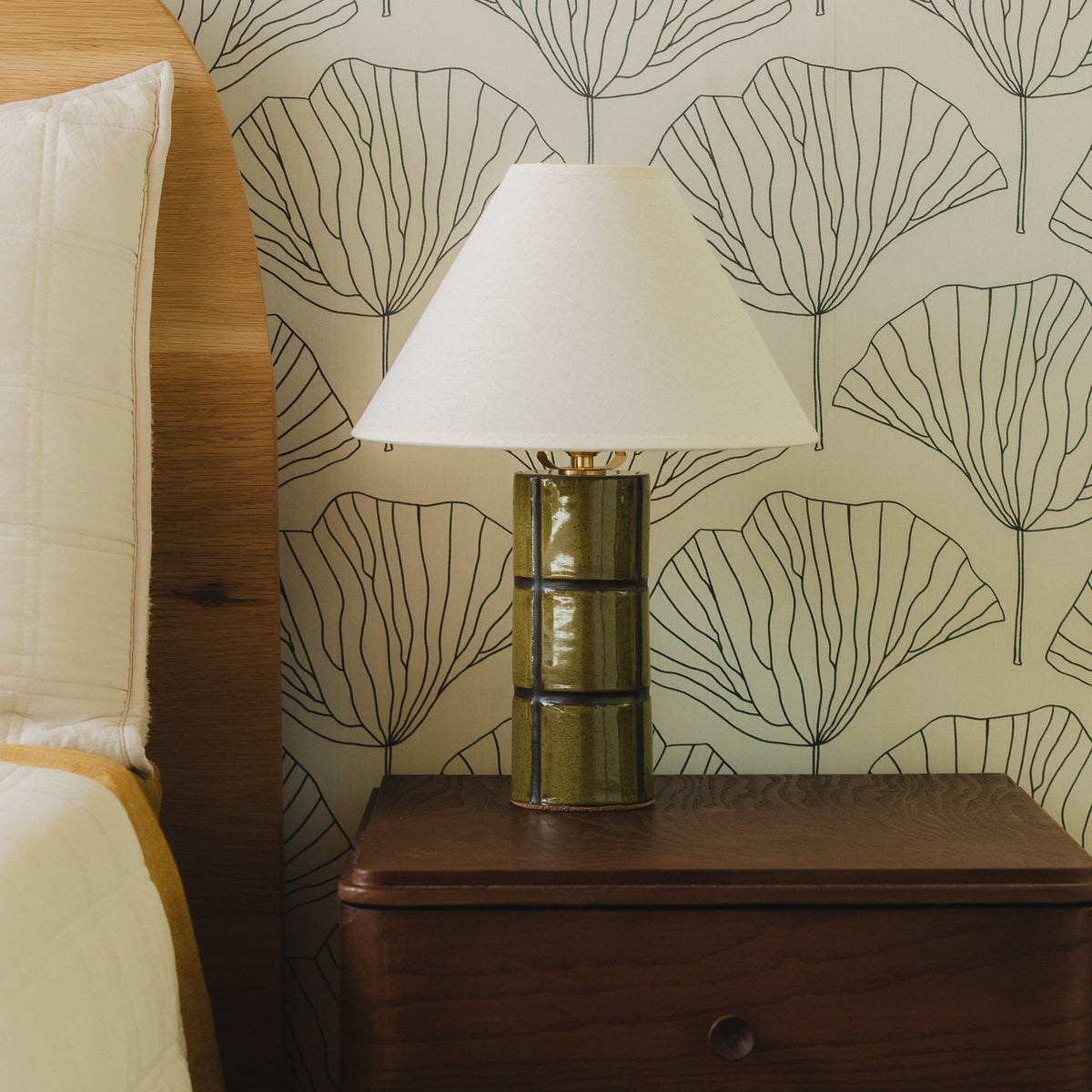 Tile Table Lamp in Lichen